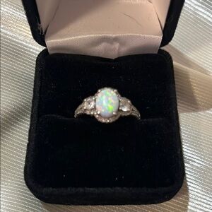 Elegant Opal Sterling Silver Ring